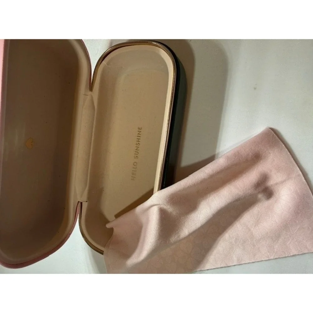 Kate Spade New York Pink and Green Hard Shell Eyewear Case with Cleaning Cloth